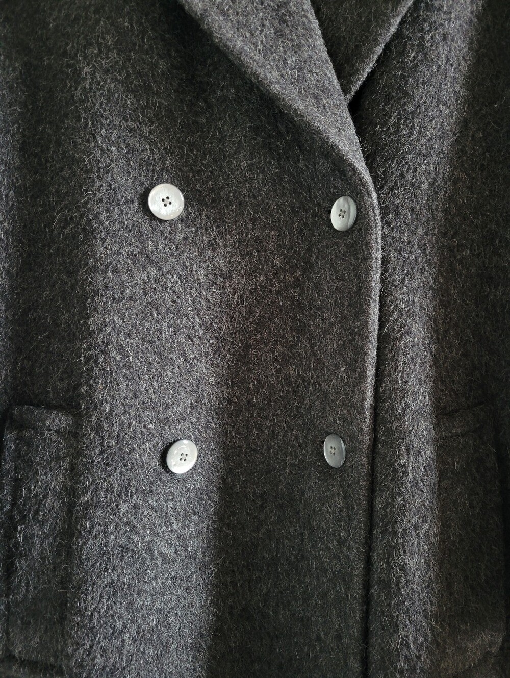 Bill Blass Signature Charcoal Gray Double-Breasted Wool Trench Coat Large/XL - Picture 4 of 16